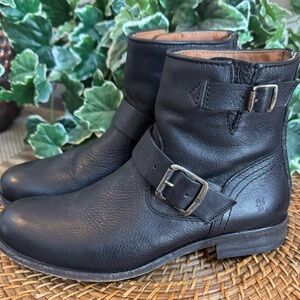 Frye Black Leather Ankle Boots